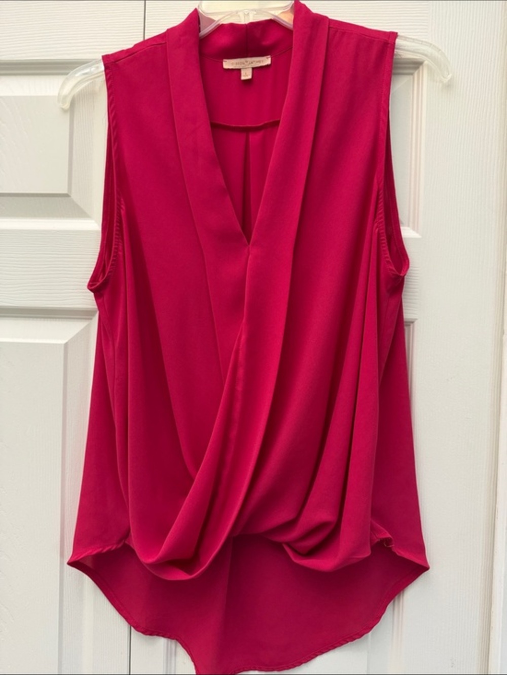 Gibson & Latimer Hot Pink Sleeveless Faux Wrap Blouse
